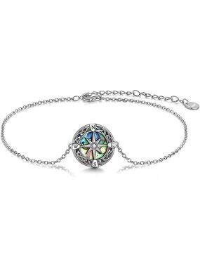 Sterling Silver Lighthouse Compass Bracelet for Women - Abalone Shell Gift